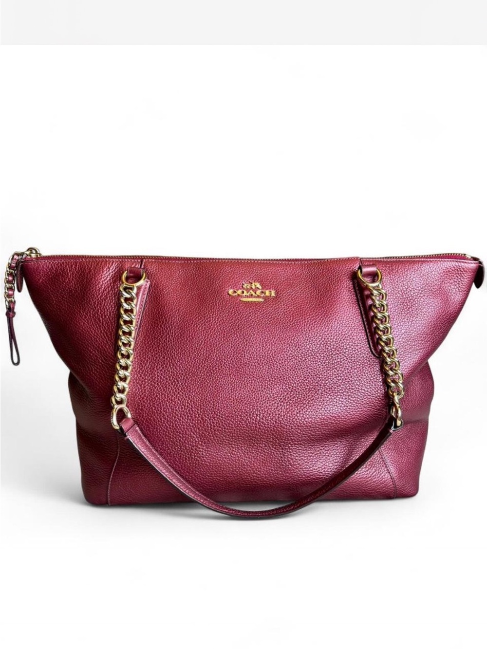 Coach Ava Chain Tote | Metallic Cherry / burgundy